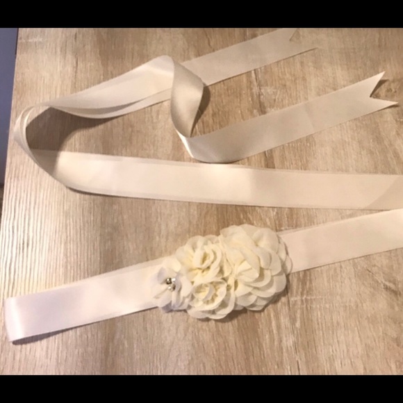 Ivory Bridal Belt Sash - Picture 3 of 5